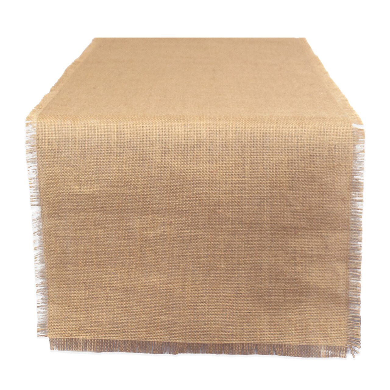Contemporary Home Living Solid Textured Fringed Table Runner - 48" - Beige